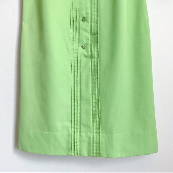SOLD Vintage Lillian Russell 60's Lime Green Pintuck Shift Dress - Picture 5 of 7